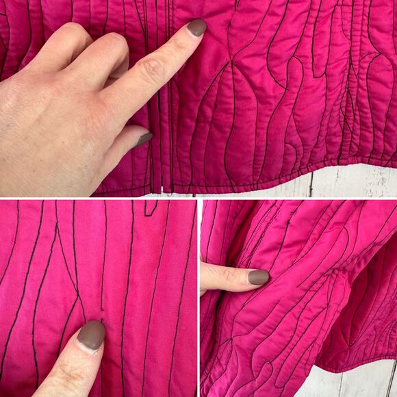 Chico's Pink/Black Reversible Stitched Quilted Full Zip Puffer Jacket Size 3/XL - Picture 13 of 16